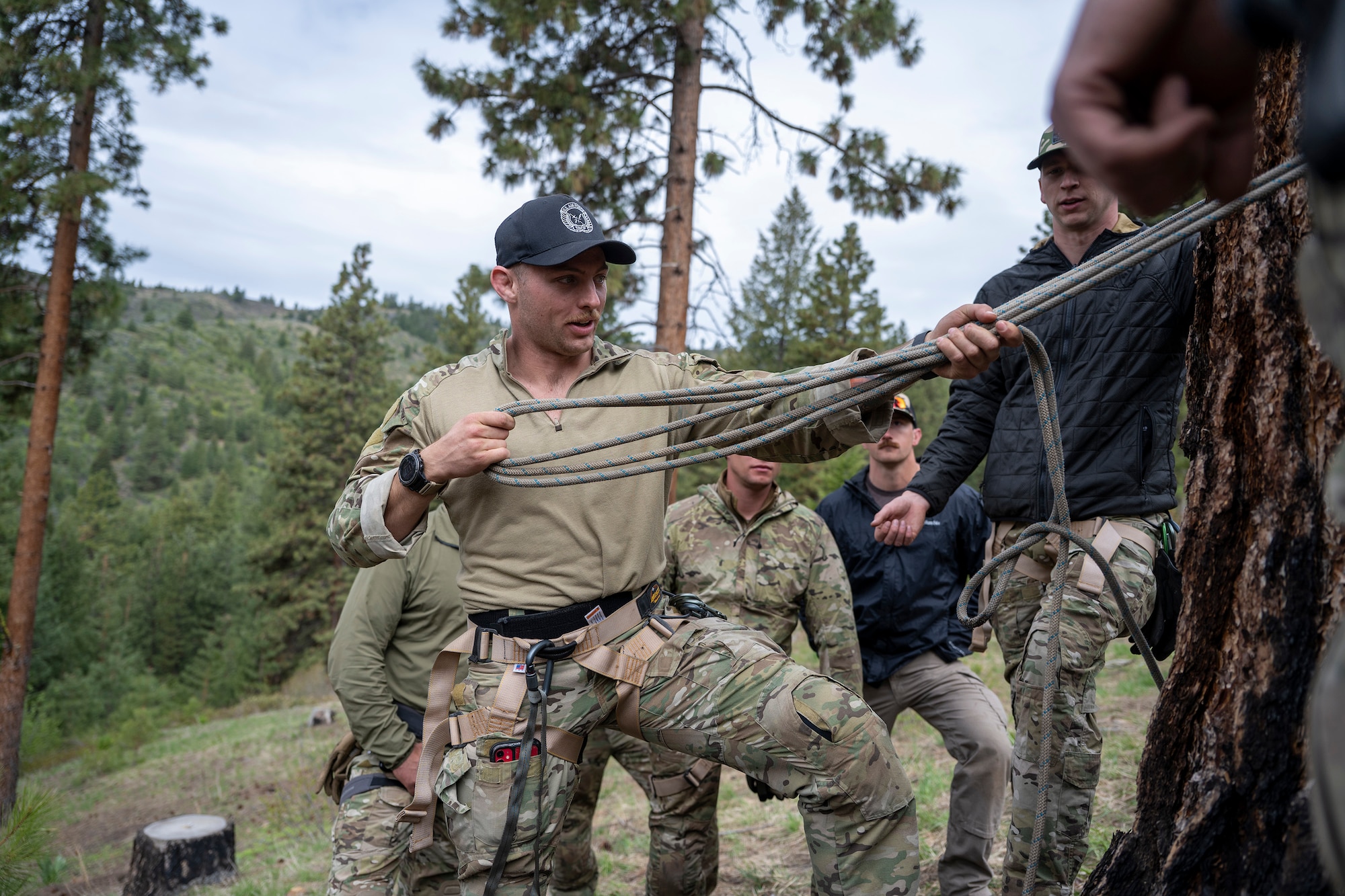 Special Warfare Tactical Air Control Party Airmen assigned to the 124th Air Support Operations Squadron, Idaho Air National Guard, participate in a three-day field training exercise in Idaho City, Idaho, May 5 - 7, 2025.