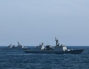 AT SEA (May, 8, 2025) – The first-in-class destroyer ROKS Gwangaeto the Great (DDH 971), left, and the Chungmugong Yi Sunsin-class destroyer ROKS Dae Jo-yeong (DDH-977), right, sail in formation during Maritime Counter Special Operations Exercise (MCSOFEX) May, 8, 2025. MCSOFEX is a high-profile exercise focused on readiness and shaping the maritime domain to achieve both U.S. and the Republic of Korea cooperation objectives. William P. Lawrence is deployed and assigned to Destroyer Squadron (DESRON) 15, the Navy’s largest DESRON and the U.S. 7th Fleet’s principal surface force. (U.S. Navy photo by Mass Communication Specialist 3rd Class Gavin Arnoldhendershot)