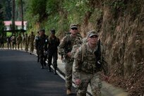 U.S. and Honduran infantrymen ruck at Mariscal Zavala, Guatemala, May 12, 2025. As part of CENTAM Guardian 25, infantrymen from Honduras, U.S., El Salvador and Guatemala, rucked to their exercise site where they will execute specific survival tactics in the Guatemalan jungles.