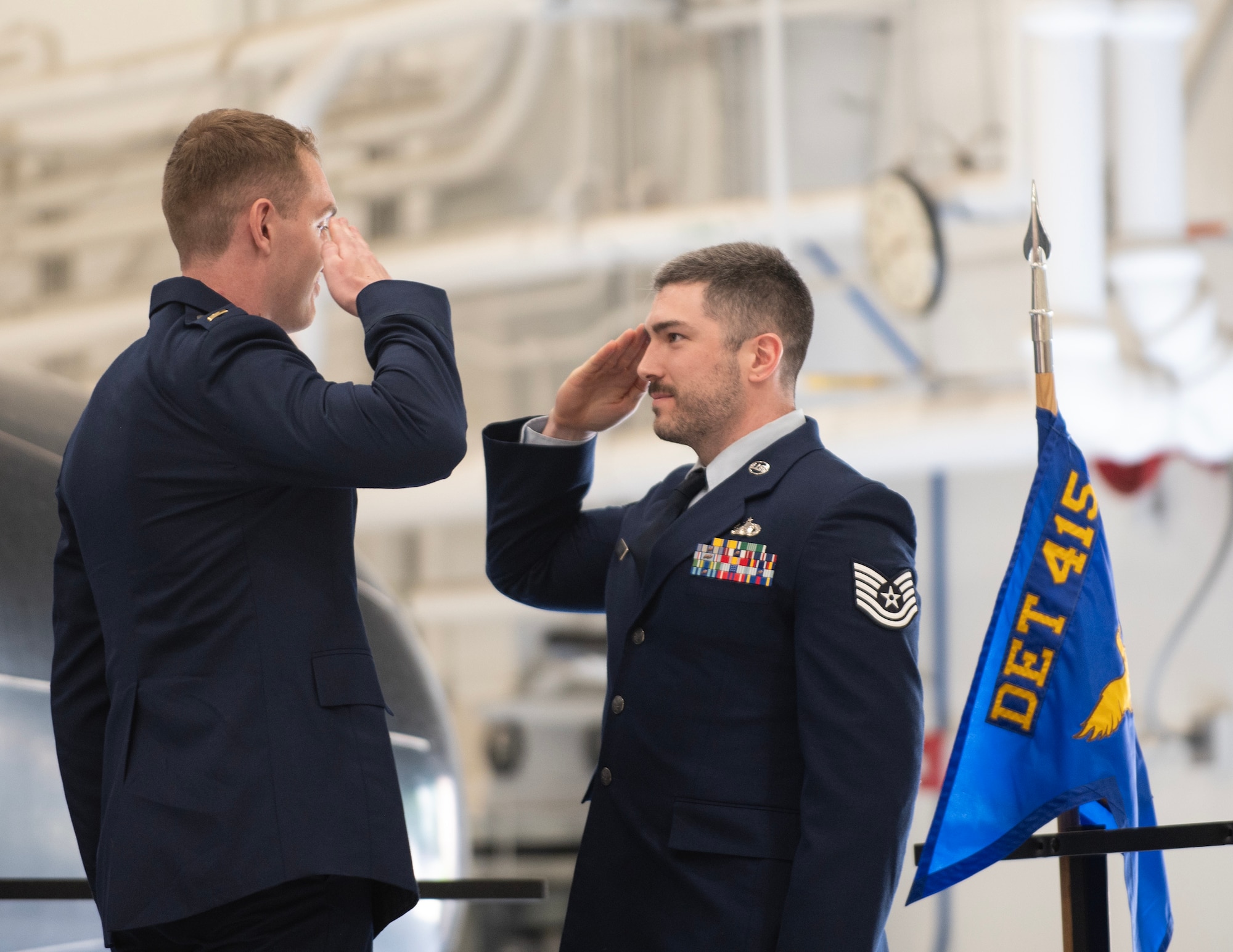 U.S. Air Force 2nd lieutenant receives his first salute in St. Paul, Minn., May 13, 2025.