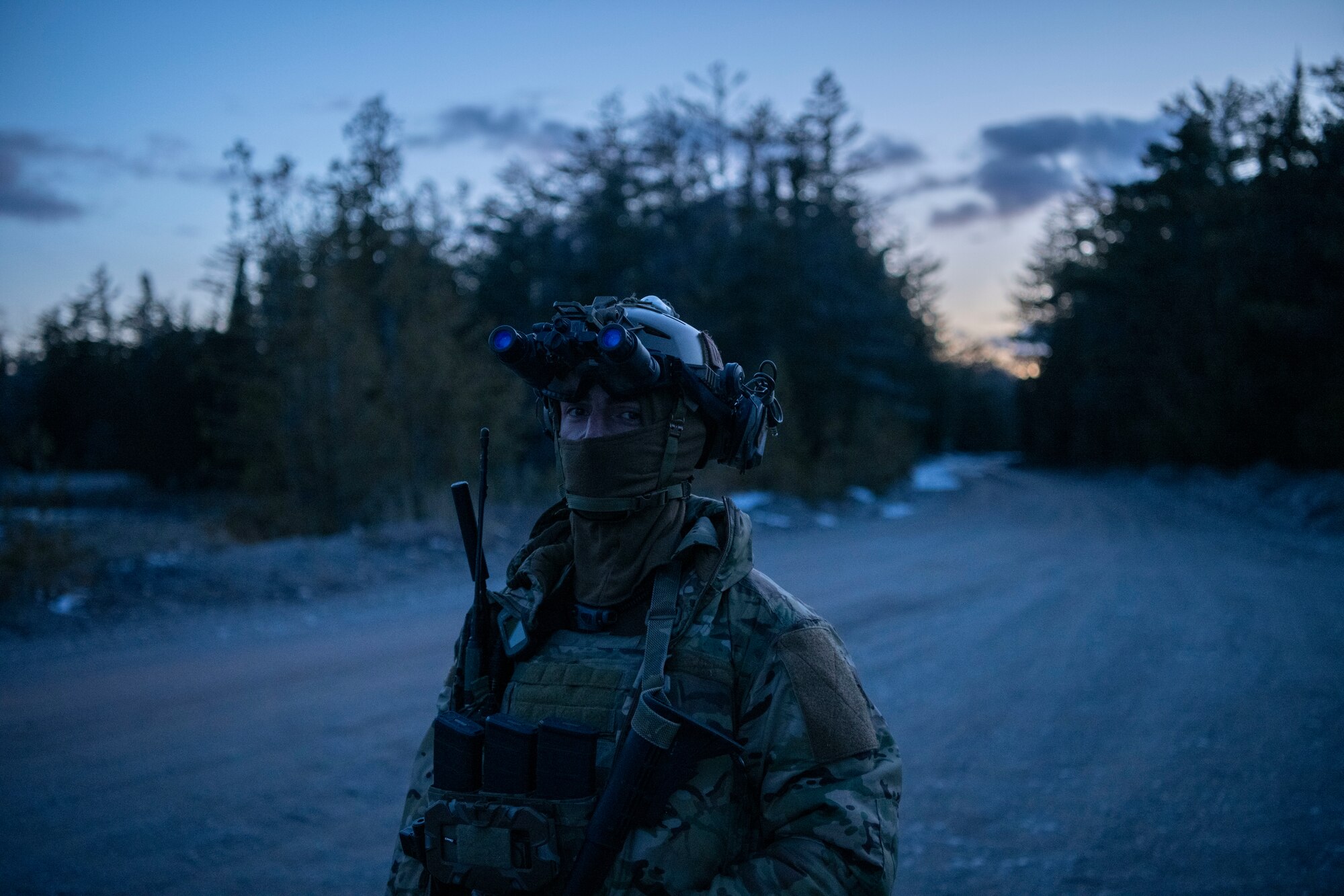 An Airman stands