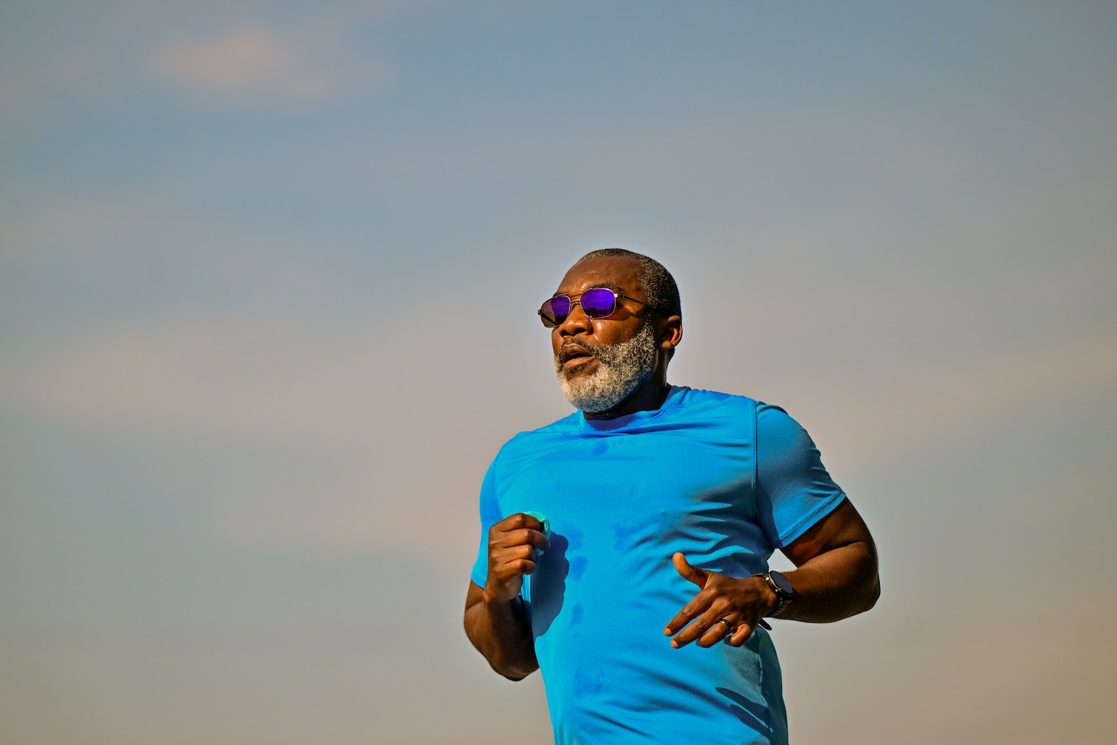 A man runs