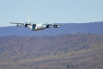 A KC-130J Super Hercules from Marine Corps Air Station Cherry Point, North Carolina, trains at Bollen Air-to-Ground Range located at Fort Indiantown Gap, Pennsylvania, April 17, 2025. Bollen Range is operated by the 193rd Special Operations Wing and supports training activities for a variety of aircraft from U.S. Air Force units as well as additional military helicopter, heavy transport and special mission aircraft conducting training in the northeastern United States. (U.S. Air National Guard photo by Airman Austin Stern)