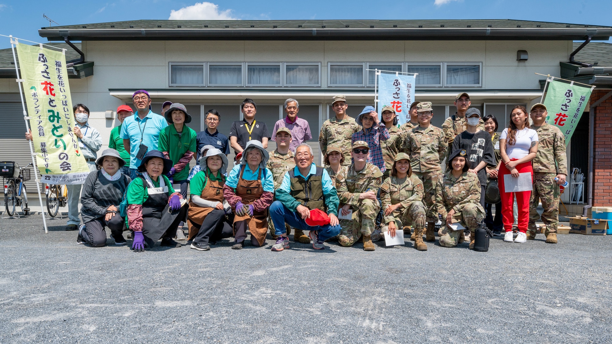 Volunteers pose for a photo.