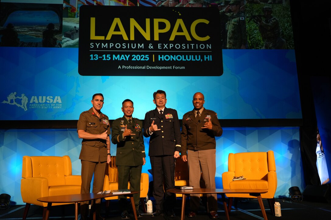 (Right to left) Gen. Ronald P. Clark, commanding general of U.S. Army Pacific, joins Gen. Yasunori Morishita, chief of staff of the Japan Ground Self-Defense Force;