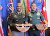 U.S. Army Gen. Ronald Clark (left), Commanding General of USARPAC, and Gen. Maruli Simanjuntak (right), Chief of Staff of the Indonesian Army, participate in a gift exchange during the 2025 Land Forces Pacific Symposium and Exposition (LANPAC), Honolulu, Hawaii, May 14, 2025