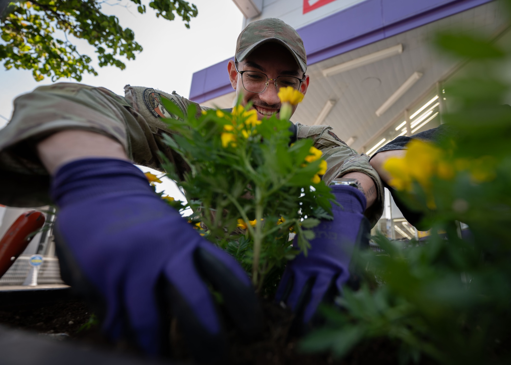 Airman plants flowers.