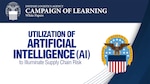 Text says "Utilization of Artificial Intelligence (AI) to Illuminate Supply Chain Risk" accompanied by the DLA emblem