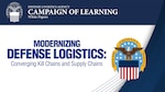 Text says "Modernizing Defense Logistics: Converging Kill Chains and Supply Chains" accompanied by the DLA emblem