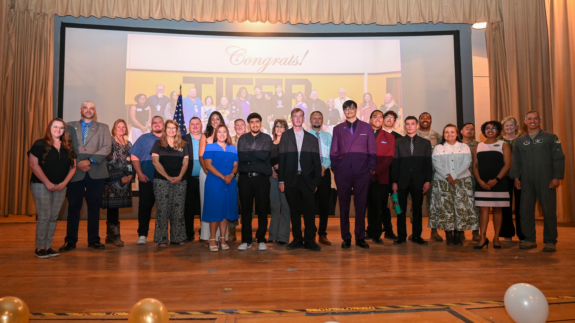 Project SEARCH graduates pose for a photo at Holloman Air Force Base, New Mexico, May 13, 2025. The goal of Project SEARCH, upon program completion, is competitive employment in the community utilizing the skills learned from internships and throughout the program. (U.S. Air Force photo by Senior Airman Michelle Ferrari)
