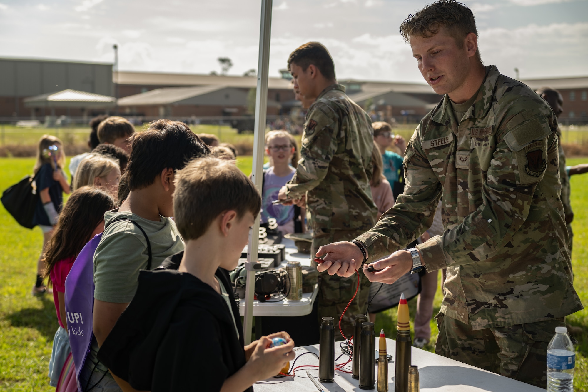 A student views a display.