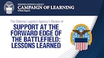 Text says "Support at the Forward Edge of the Battlefield: Lessons Learned" with the DLA emblem