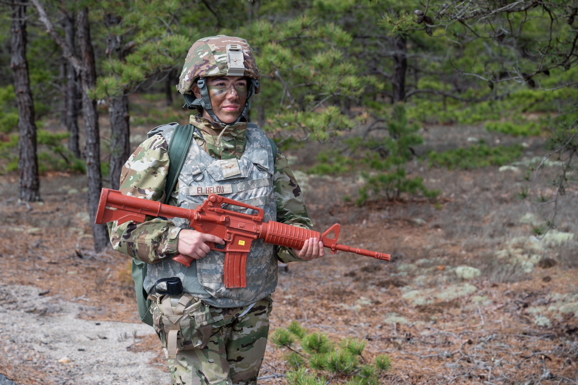 Airman rucks during a foot march.