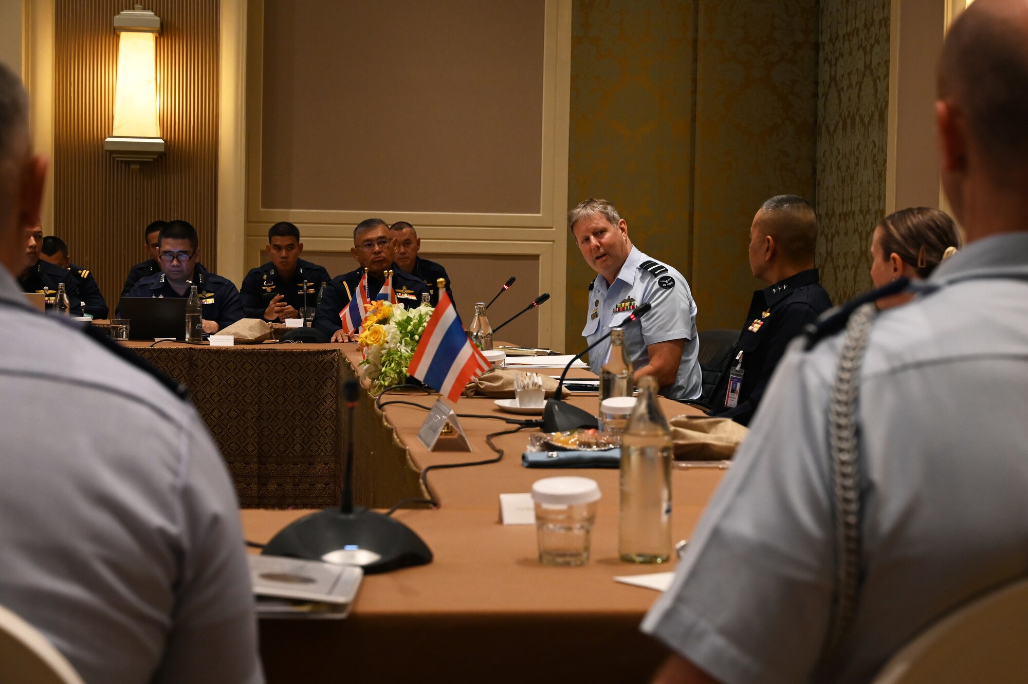 Air Vice-Marshal Carl Newman addresses members of Airman-to-Airman Talks.