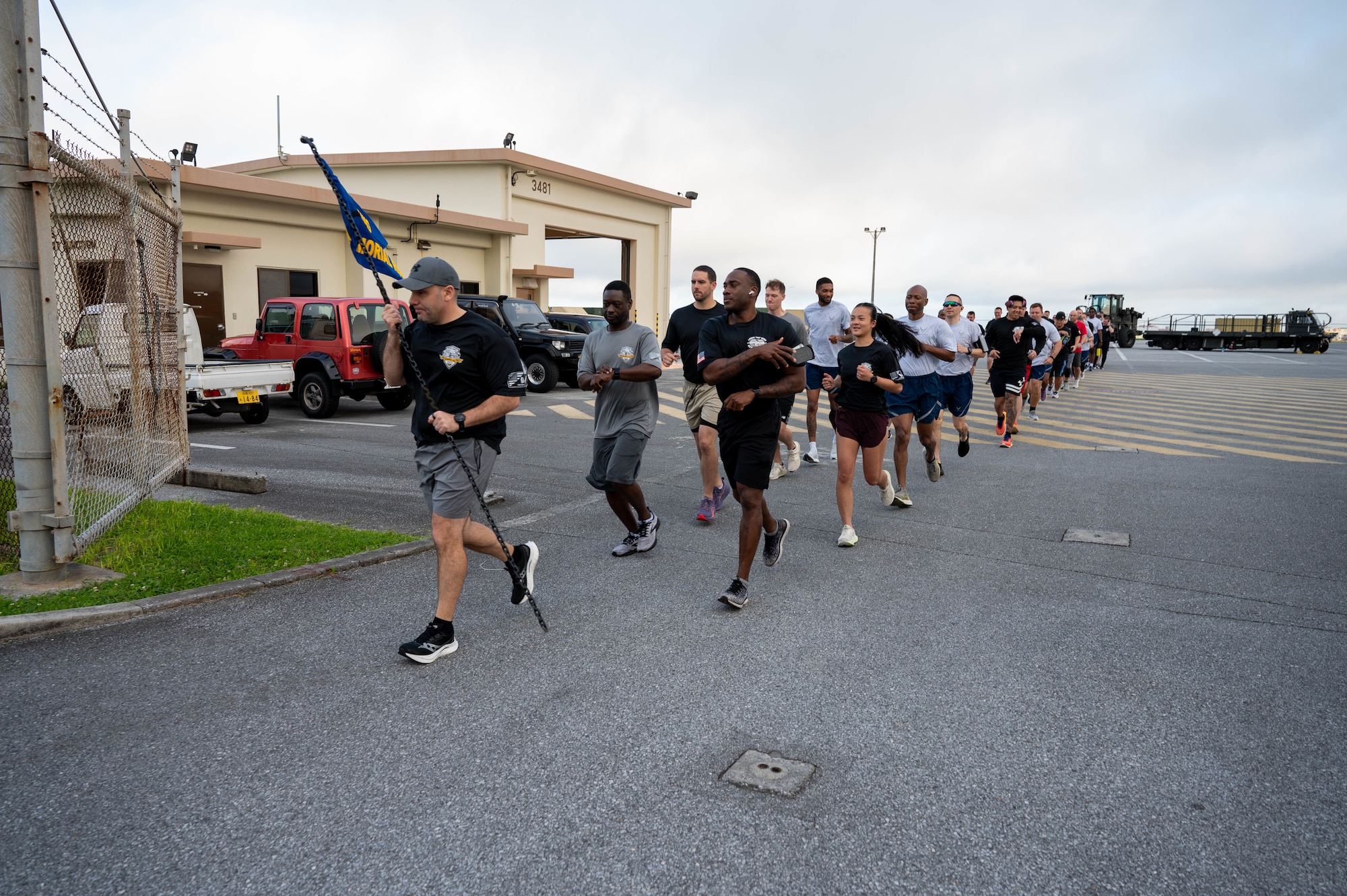 Service members run.