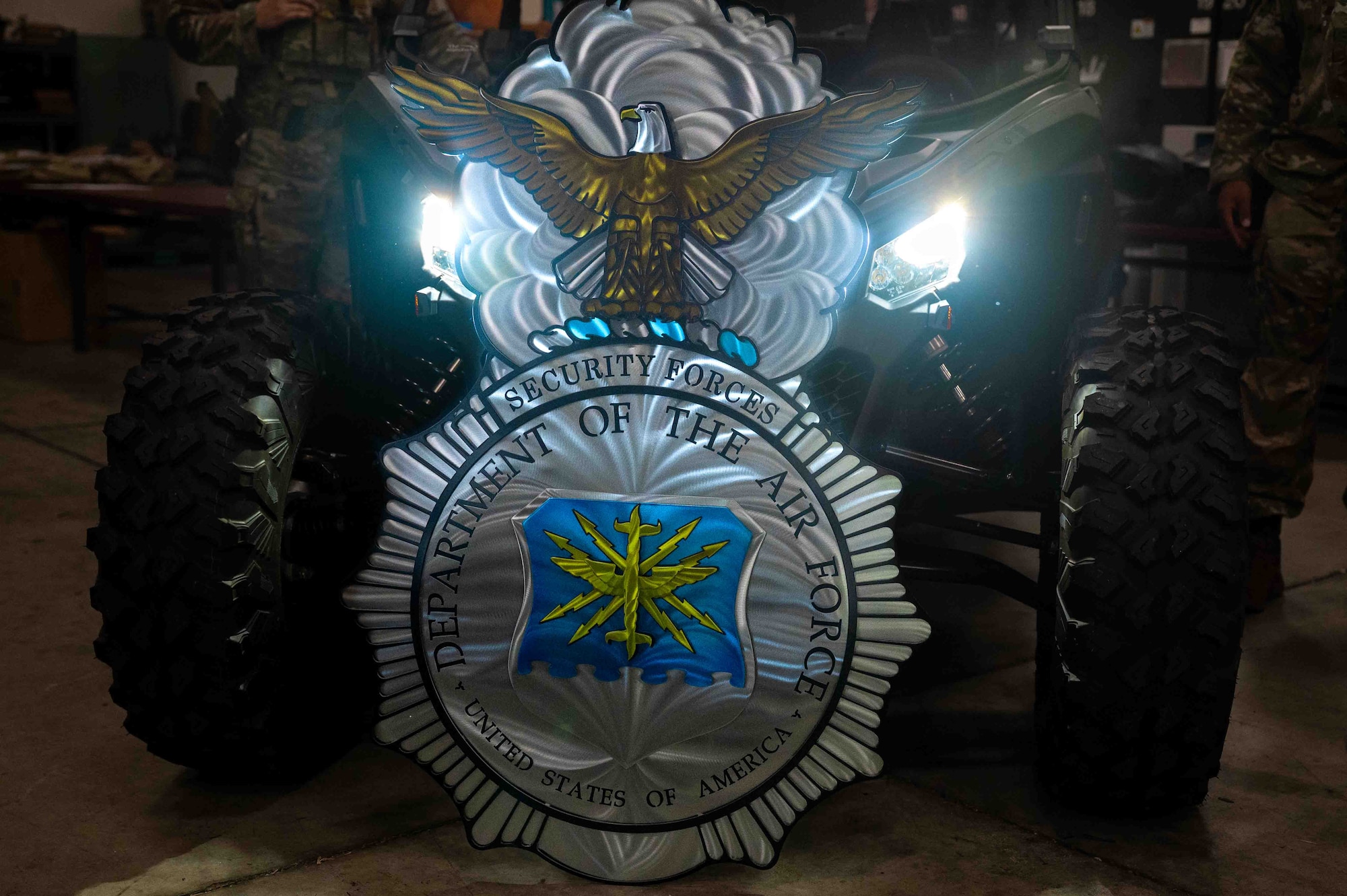 An all terrain vehicle is being posed for a photo.