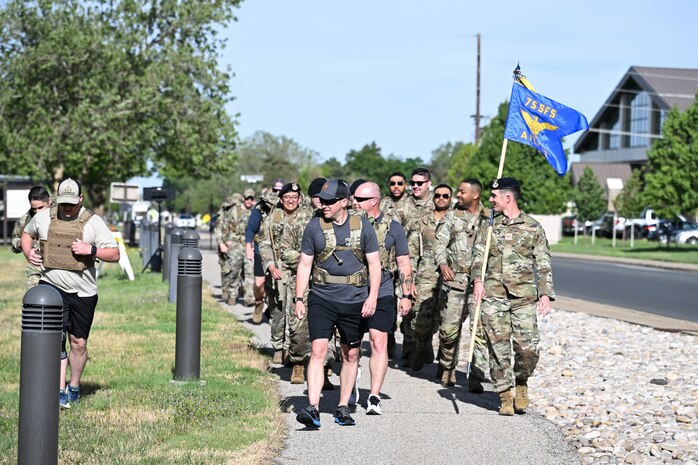 Several people marching