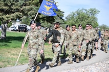 Several airmen marching