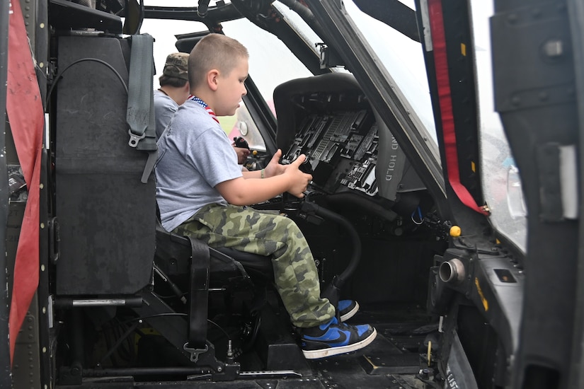 More than 200 kids of Pennsylvania Department of Military and Veterans Affairs and Pennsylvania National Guard employees toured Fort Indiantown Gap May 15, 2025, for Take Your Child to Work Day. (Pennsylvania National Guard photo by Brad Rhen)