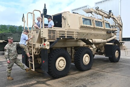 More than 200 kids of Pennsylvania Department of Military and Veterans Affairs and Pennsylvania National Guard employees toured Fort Indiantown Gap May 15, 2025, for Take Your Child to Work Day. (Pennsylvania National Guard photo by Brad Rhen)