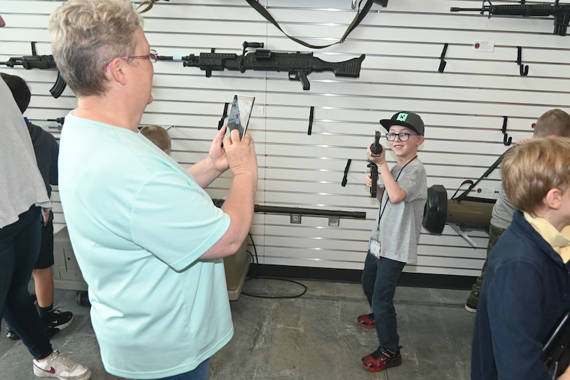 More than 200 kids of Pennsylvania Department of Military and Veterans Affairs and Pennsylvania National Guard employees toured Fort Indiantown Gap May 15, 2025, for Take Your Child to Work Day. (Pennsylvania National Guard photo by Brad Rhen)