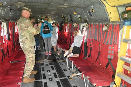 More than 200 kids of Pennsylvania Department of Military and Veterans Affairs and Pennsylvania National Guard employees toured Fort Indiantown Gap May 15, 2025, for Take Your Child to Work Day. (Pennsylvania National Guard photo by Brad Rhen)