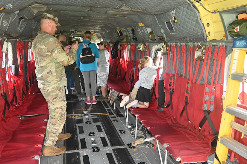 More than 200 kids of Pennsylvania Department of Military and Veterans Affairs and Pennsylvania National Guard employees toured Fort Indiantown Gap May 15, 2025, for Take Your Child to Work Day. (Pennsylvania National Guard photo by Brad Rhen)