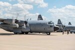 Aircrew assigned to the 139th Operations Group, Missouri Air National Guard, prepare for takeoff in a C-130 Hercules aircraft at Rosecrans Air National Guard Base in St. Joseph, Missouri, May 13, 2025. The 139th Operations Group conducted a training exercise simulating a cyberattack that denied access to the internet, GPS and phones, challenging aircrews to complete their missions without digital communication tools. 