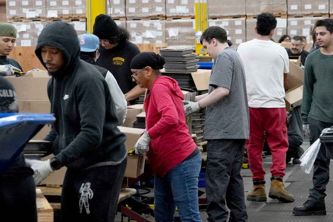 Workers in warehouse.