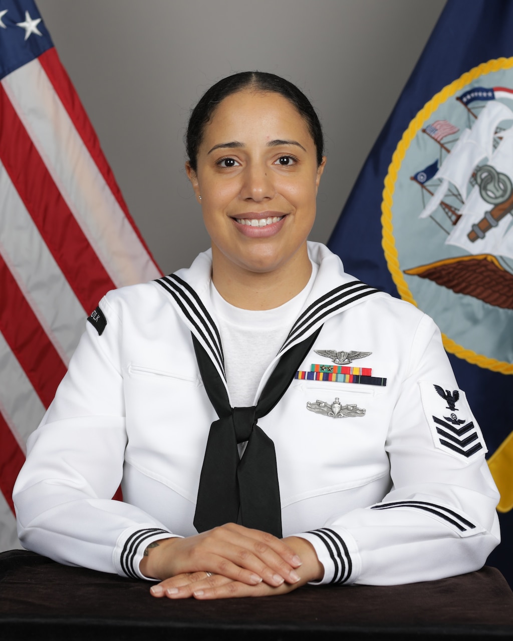 Vice Adm. Nancy Lacore, Chief of Navy Reserve and Commander, Navy Reserve Force, announced the selection of Air Traffic Controller 1st Class (AW/SW/IW) Stephanie Y. Ramirez as the 2024 Navy Reserve Sailor of the Year (RSOY), in a ceremony, May 16.  (U.S. Navy photo by MCC Patrick Gordon)