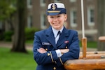 U.S. Coast Guard Academy (USCGA) Cadet 1/C Veronica L. Krystofik poses for a portrait at USCGA, New London, Connecticut, May 15, 2025. Krystofik is a ’25 USCGA graduate and will be stationed at Sector Mobile, Alabama for her first duty assignment. (U.S. Coast Guard photo by Petty Officer Third Class Leo Avila.)