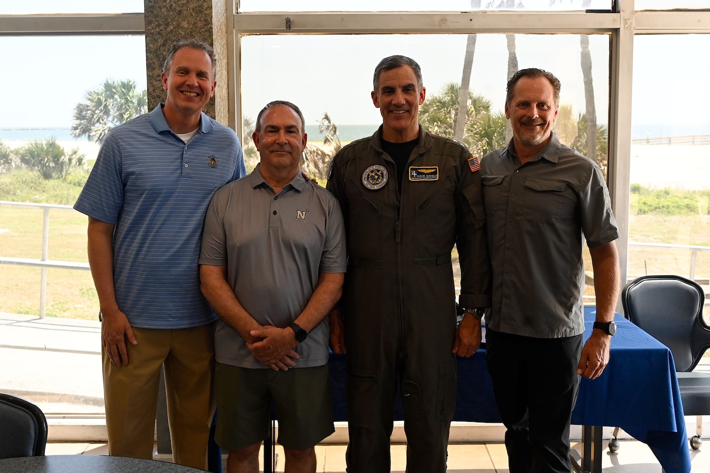 From left, retired Rear Adm. Jim Aiken, Mr. Bob Kapcio, Rear Adm. Carlos Sardiello, Commander U.S. Naval Forces Southern Command/U.S. 4th Fleet, and retired Rear Adm. Don Gabrielson celebrate Kapcio’s more than 40 years of naval service during a retirement luncheon in his honor. Kapcio completed his 33 years of military service serving as 4th Fleet’s first Maritime Operations Center (MOC) Director in 2011, prior to serving for 14 years in a civilian role, most recently as the Commander’s Action Group (CAG) Director. Retired Rear Adms. Gabrielson (2019-2021) and Aiken (2021-2024) served as 4th Fleet commanders prior to Rear Adm. Sardiello. U.S. Naval Forces Southern Command/U.S. 4th Fleet is the maritime component of U.S. Southern Command and the trusted maritime partner for Caribbean, Central and South America maritime forces leading to improved unity, security, and stability.