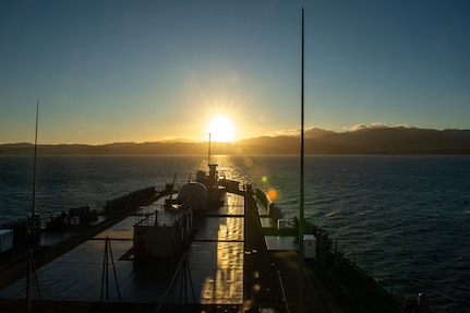 The U.S. 7th Fleet flagship USS Blue Ridge (LCC 19) arrives in Wellington, New Zealand, May 16, 2025.