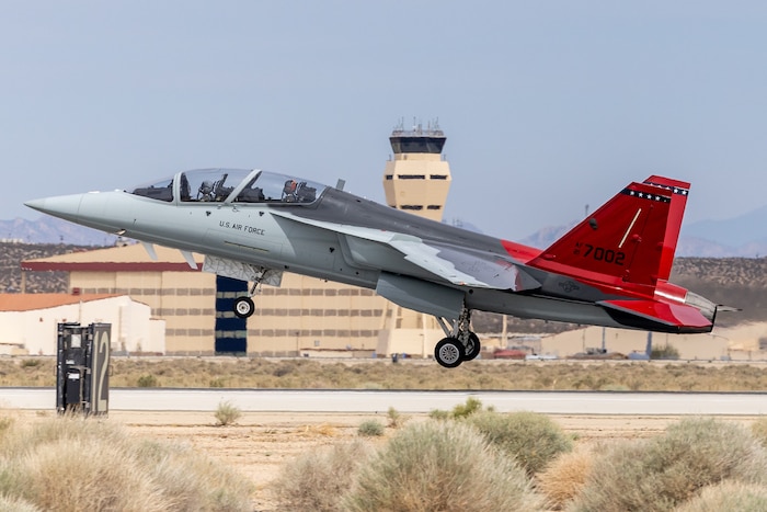 U.S. Air Force Lt. Gen. Brian S. Robinson, commander of Air Education and Training Command (AETC), made history as the first non-test pilot to fly the T-7A Red Hawk. (U.S. Air Force photo / CJ Raterman)