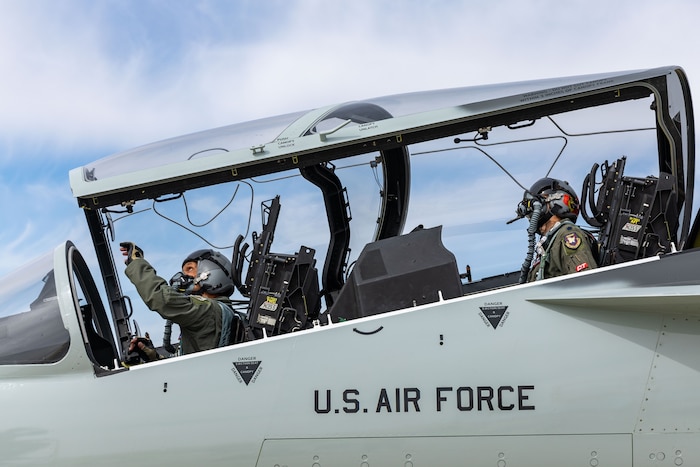 U.S. Air Force Lt. Gen. Brian S. Robinson, commander of Air Education and Training Command, made history as the first non-test pilot to fly the T-7A Red Hawk. (U.S. Air Force photo / Jennifer Healy)