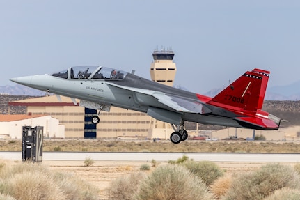 U.S. Air Force Lt. Gen. Brian S. Robinson, commander of Air Education and Training Command (AETC), made history as the first non-test pilot to fly the T-7A Red Hawk. (U.S. Air Force photo / CJ Raterman)