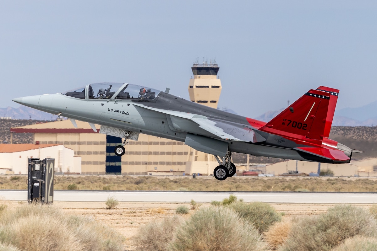 U.S. Air Force Lt. Gen. Brian S. Robinson, commander of Air Education and Training Command (AETC), made history as the first non-test pilot to fly the T-7A Red Hawk. (U.S. Air Force photo / CJ Raterman)