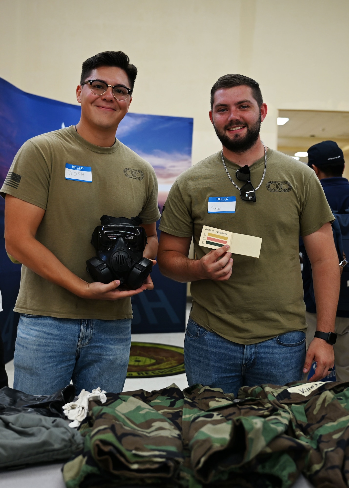 Airmen volunteer during Career Day at Okkodo High School, Guam, May 16, 2025. The Airmen discussed career pipelines and day to day life on the job. (U.S. Air Force photo by Senior Airman Audree Campbell)