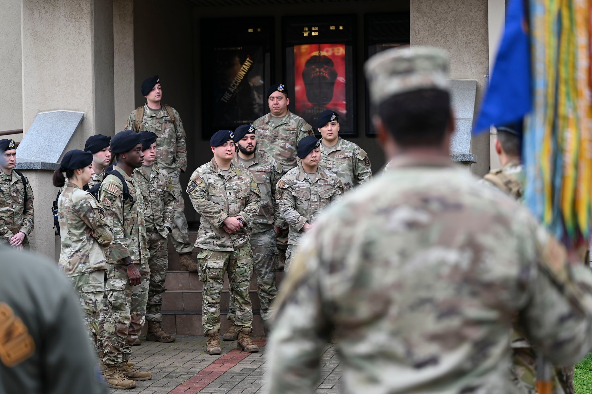 Members assigned to the 8th Security Forces Squadron attend an opening ceremony for Police Week at Kunsan Air Base, Republic of Korea, May 16, 2025. After the ceremony, the Wolf Pack completed a ruck march to honor security forces members that have fallen in combat.