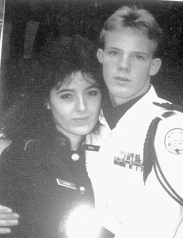 Sgt. 1st Class John Beale, and his wife Crystal, pose for a photo at a Riverdale Senior High School Air Force Junior ROTC event.