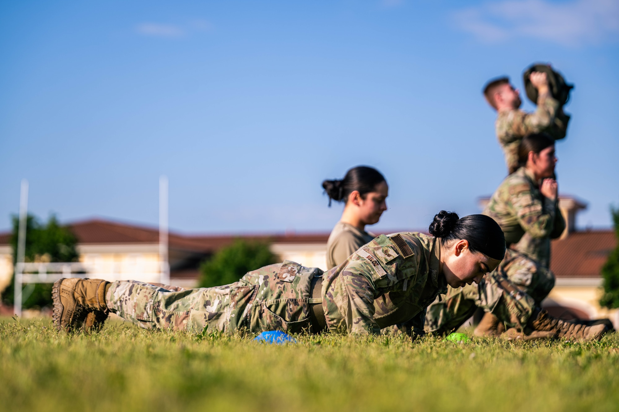 Airmen do exercises.