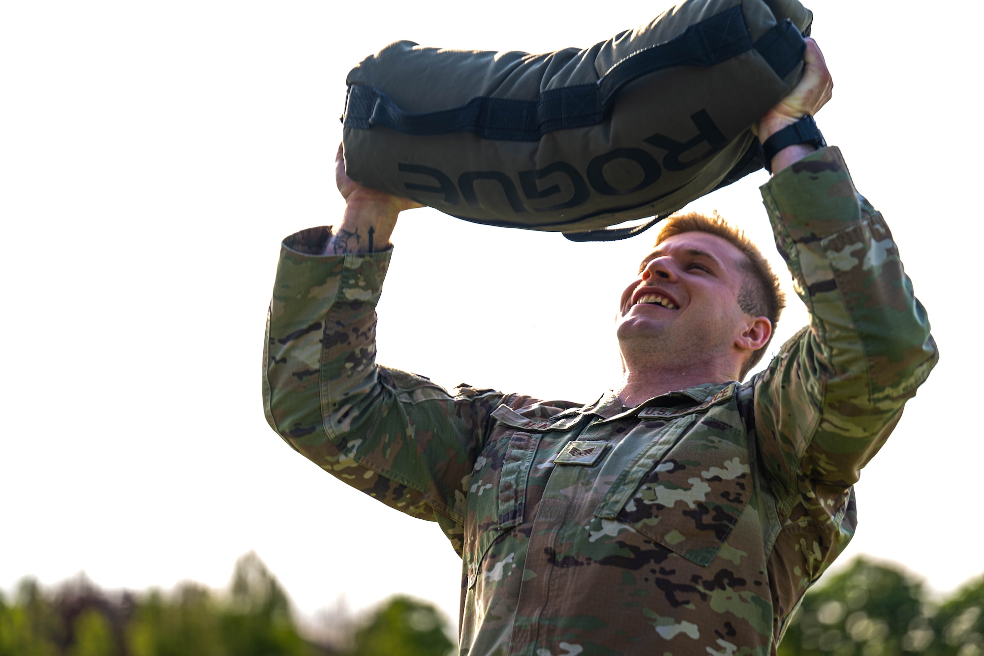 An Airman does an exercise.