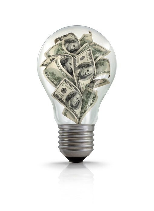 lightbulb full of $100 bills.