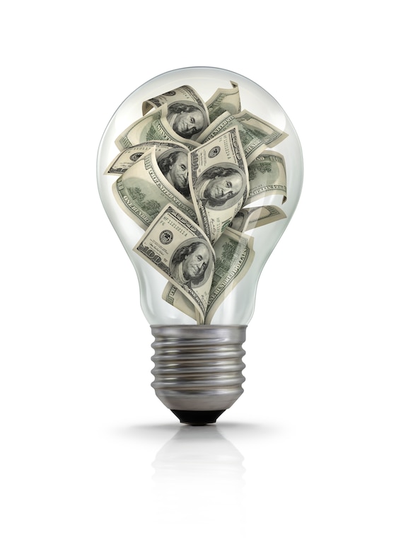 lightbulb full of $100 bills.