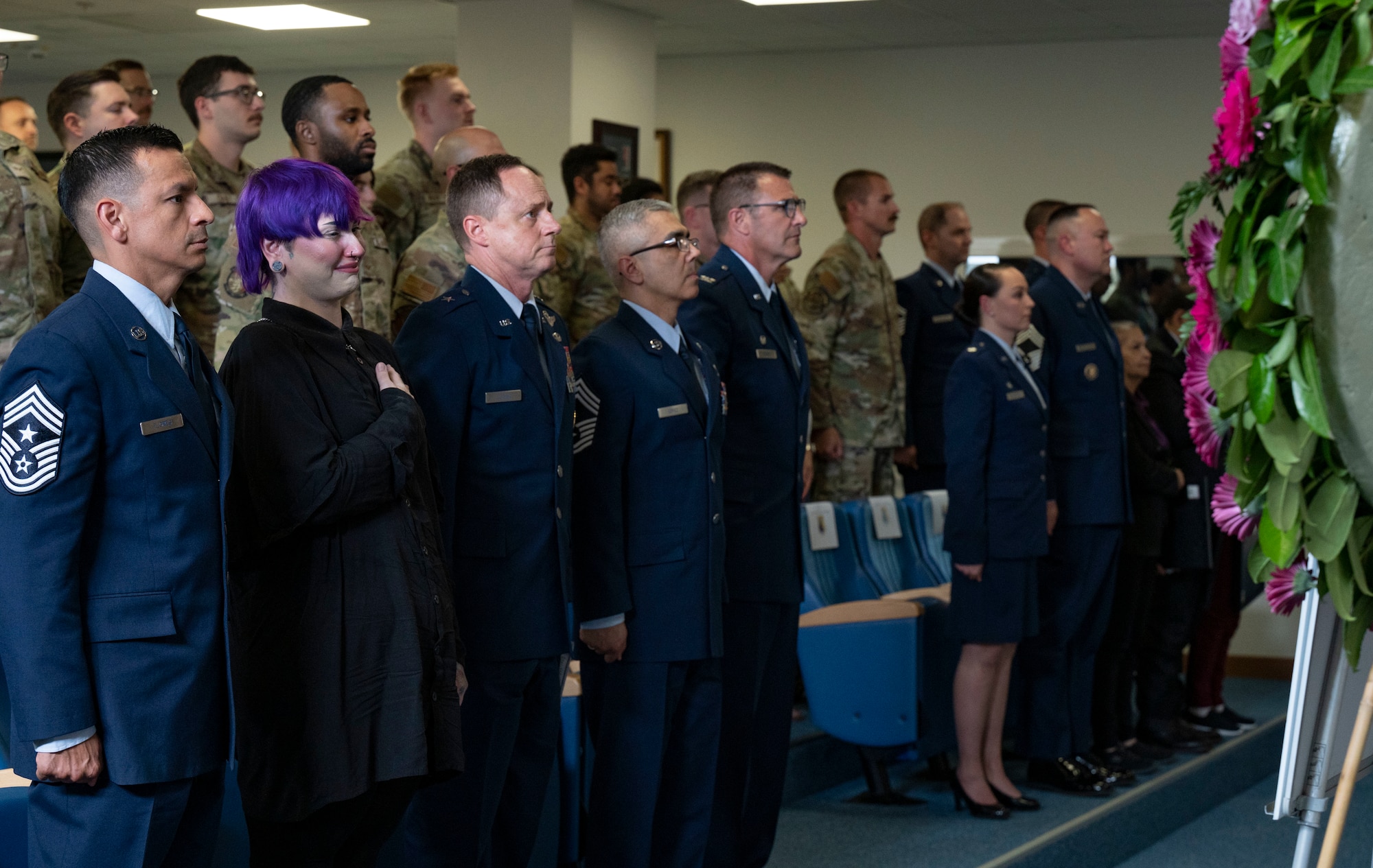 Military members standing at attention