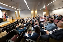 Nearly 30 industry attendees visited the U.S. Naval Research Laboratory headquarters in Washington for Innovation Day for Industry, May 7, 2025. These regular events work to inform industry and to assess interest in a focused set of emerging technologies that are ready for collaboration with industry partners. (U.S. Navy photo by Sarah Peterson)