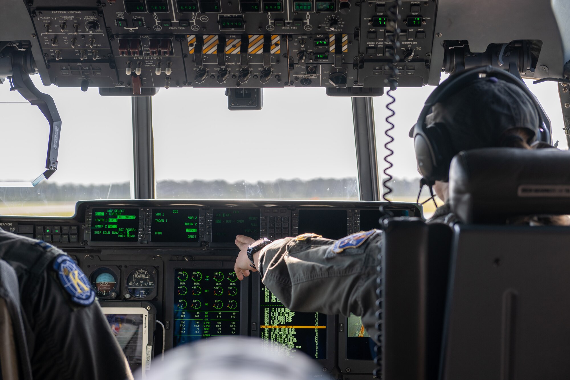 A U.S. Air Force HC-130J Combat King II pilot assigned to the 71st Rescue Squadron prepares to take off at Moody Air Force Base, Georgia, May 1, 2025. During the flight the pilots would have to perform multiple simulated evasive maneuvers and operate at a low altitude to minimize detection. (U.S. Air Force photo by Airman 1st Class Iain Stanley)