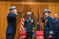 Capt. Nathan Luther relieves Capt. Chimi Zacot as commodore of Submarine Squadron 17 as Rear Adm. Christopher Nash, commander of Submarine Group (SUBGRU) 9, presides during a change of command ceremony held at the Naval Base Kitsap-Bangor chapel, May 16, 2025. SUBGRU-9 exercises administrative control authority for assigned submarine commands and units in the Pacific Northwest providing oversight for shipboard training, personnel, supply and material readiness of SSBNs and their crews. SUBGRU-9 is also responsible for nuclear submarines undergoing conversion or overhaul at Puget Sound Naval Shipyard in Bremerton. SUBGRU-9’s subordinate commands include Submarine Readiness Squadron 31, Submarine Squadrons 17 and 19, eight SSBNs, two SSGNs, and four SSNs homeported in the Pacific Northwest. (U.S. Navy photo by Mass Communication Specialist 2nd Class Gwedelyn Ohrazda)