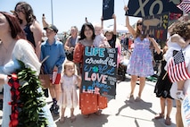 Family and friends watch as the Los Angeles-class fast-attack submarine USS Alexandria (SSN 757) returns to Naval Base Point Loma following a seven-month deployment to the U.S. Indo-Pacific Command area of responsibility, May 15, 2025.