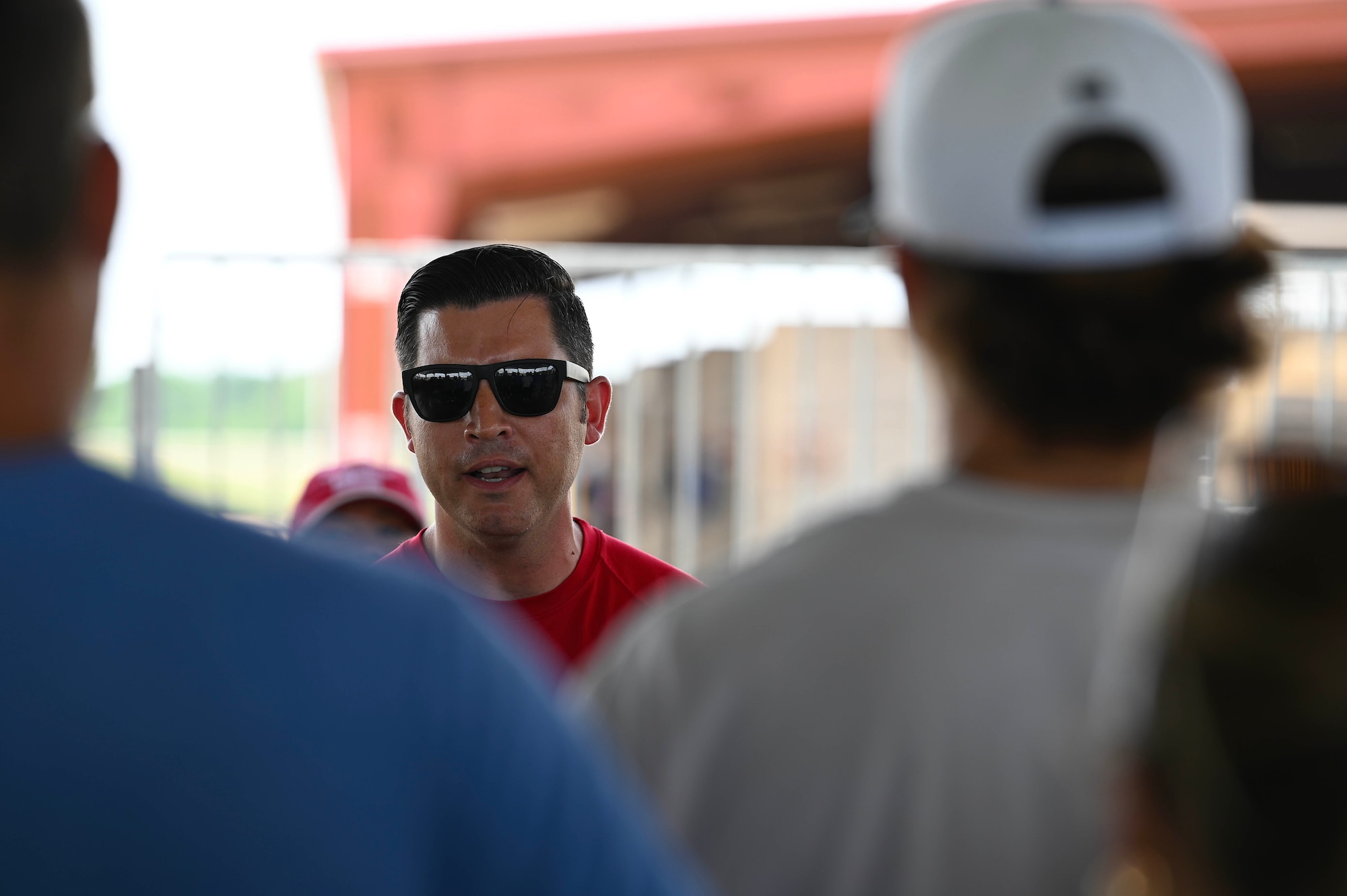 Air Force officer briefs baseball team